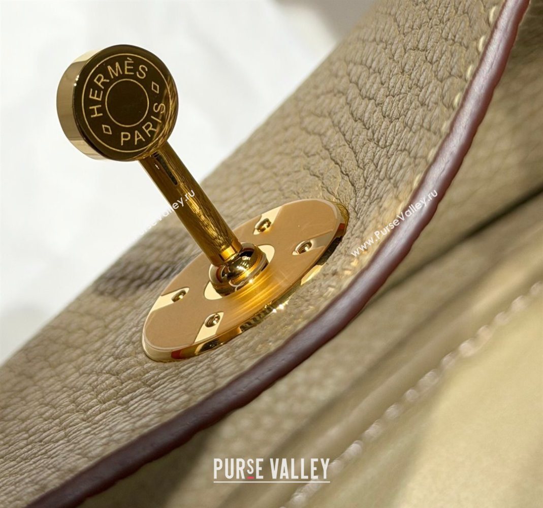 Hermes Lindy Bag 26cm in Clemence Leather Coat Beige 2025 (Half Handmade) (FLB-251125036)
