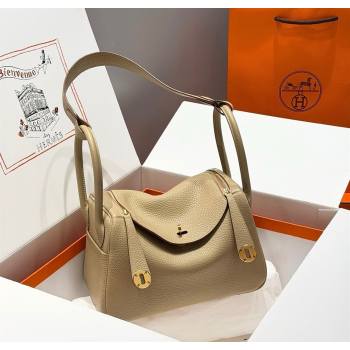 Hermes Lindy Bag 26cm in Clemence Leather Coat Beige 2025 (Half Handmade) (FLB-251125036)