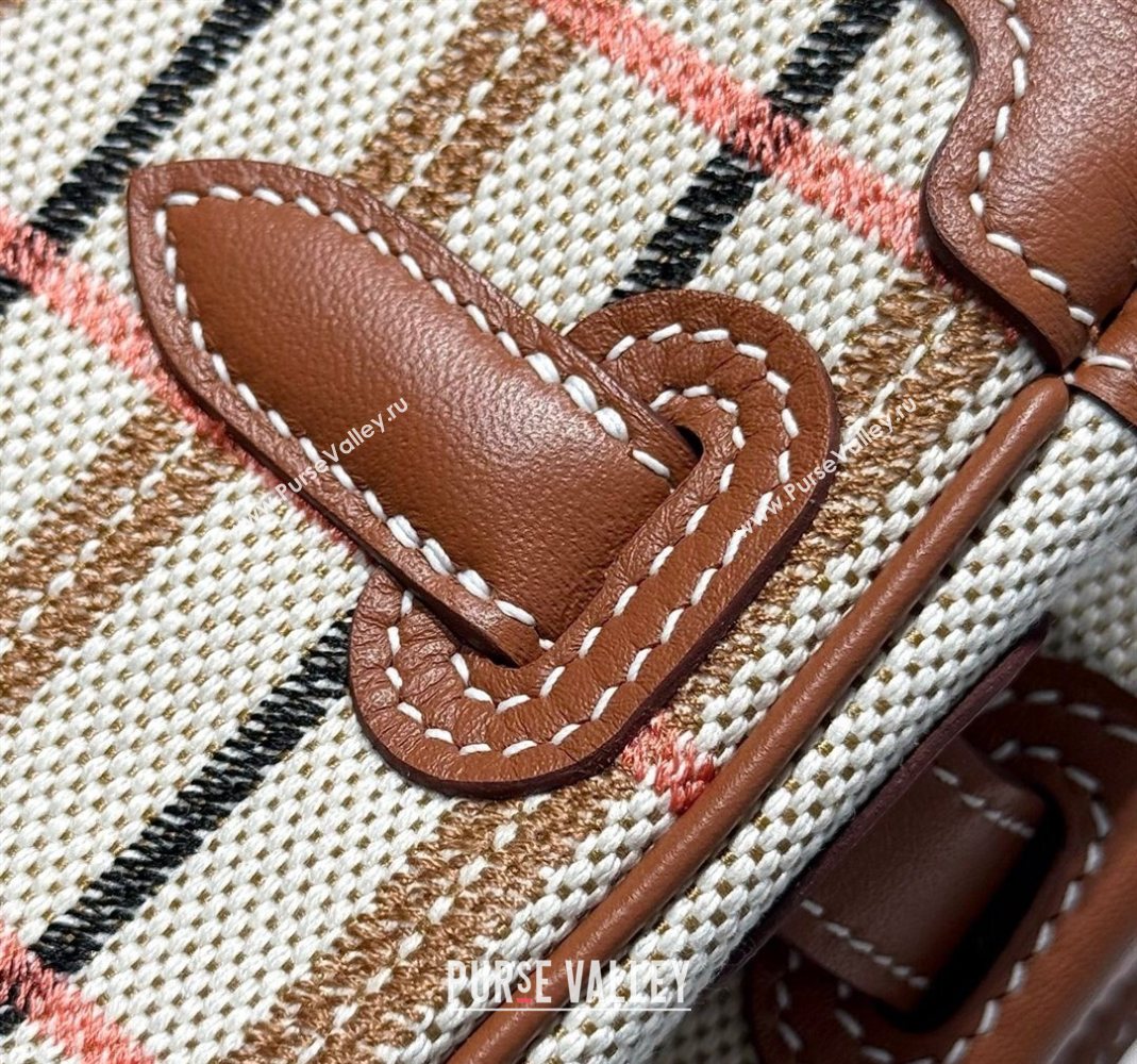 Hermes Mini Shoulder Birkin Bag 29cm in Canvas and Calfskin Leather Mocha Brown 1 2025 (Half Handmade) (FLB-251125031)