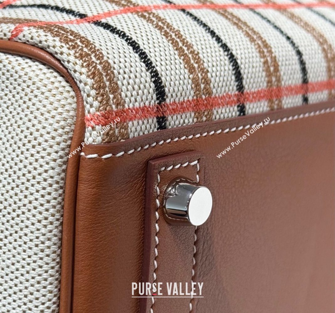 Hermes Mini Shoulder Birkin Bag 29cm in Canvas and Calfskin Leather Mocha Brown 1 2025 (Half Handmade) (FLB-251125031)