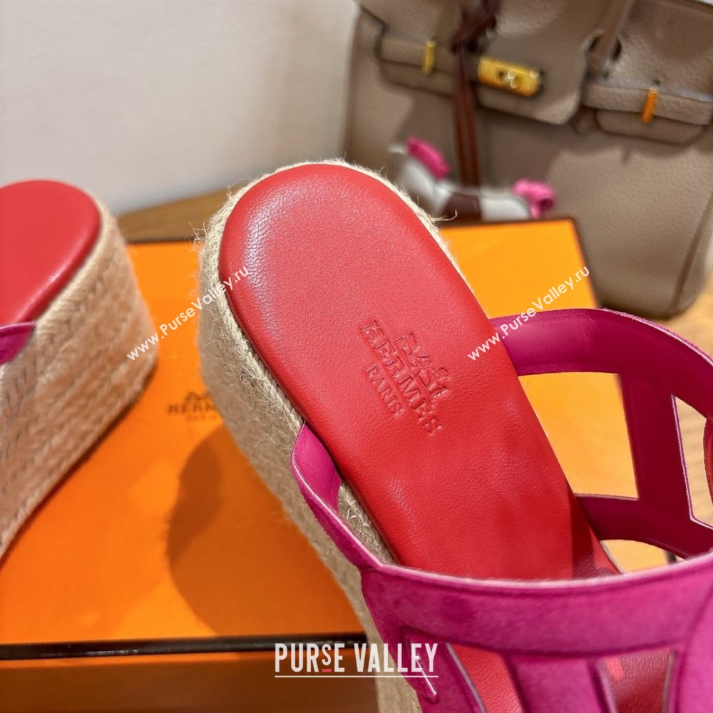 Hermes Lipari Wedge Slides Sandal in Suede Red/Pink 2025 1222 (MD-251222096)