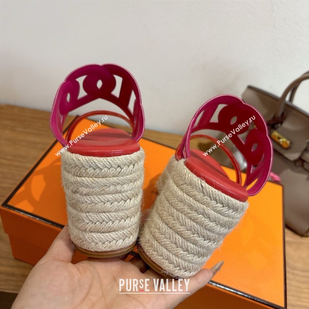 Hermes Lipari Wedge Slides Sandal in Suede Red/Pink 2025 1222 (MD-251222096)