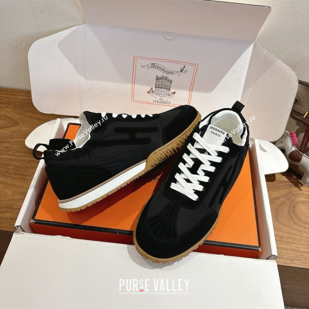 Hermes Jet Sneakers in Fabric and Suede Black2 2025 1222 (MD-251222020)