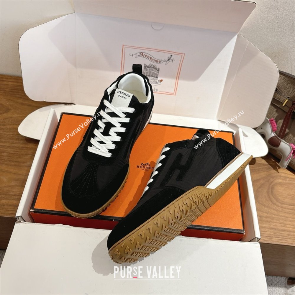Hermes Jet Sneakers in Fabric and Suede Black2 2025 1222 (MD-251222020)