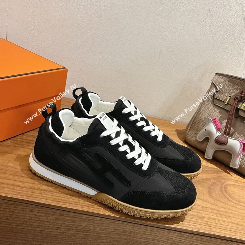 Hermes Jet Sneakers in Fabric and Suede Black2 2025 1222 (MD-251222020)