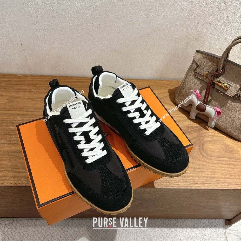 Hermes Jet Sneakers in Fabric and Suede Black2 2025 1222 (MD-251222020)
