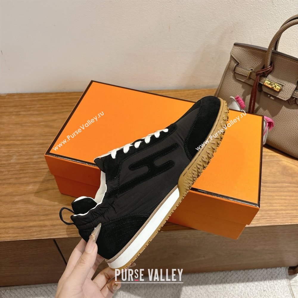 Hermes Jet Sneakers in Fabric and Suede Black2 2025 1222 (MD-251222020)