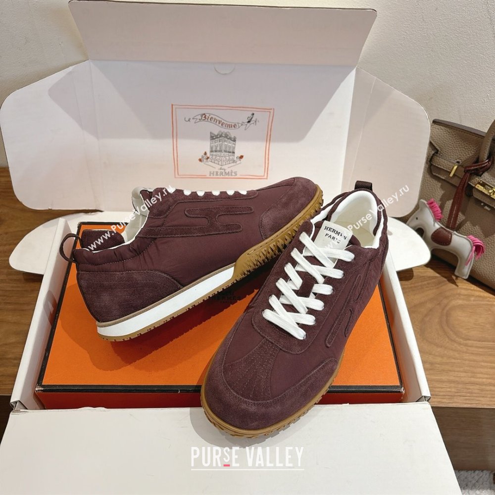 Hermes Jet Sneakers in Fabric and Suede Dark Brown 2025 1222 (MD-251222021)