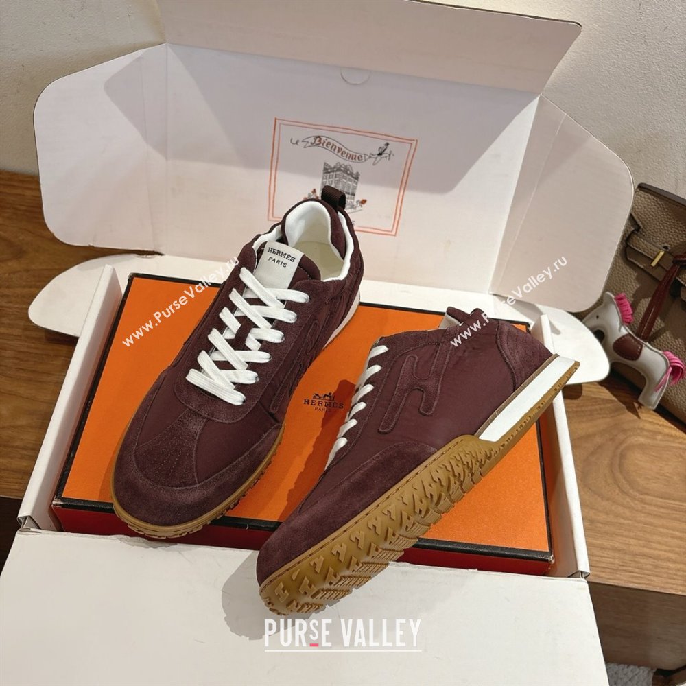 Hermes Jet Sneakers in Fabric and Suede Dark Brown 2025 1222 (MD-251222021)