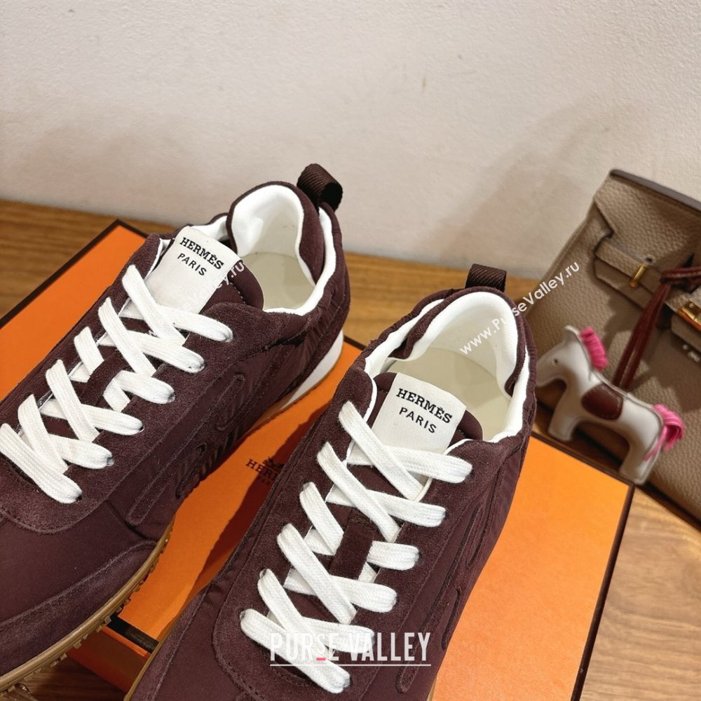 Hermes Jet Sneakers in Fabric and Suede Dark Brown 2025 1222 (MD-251222021)