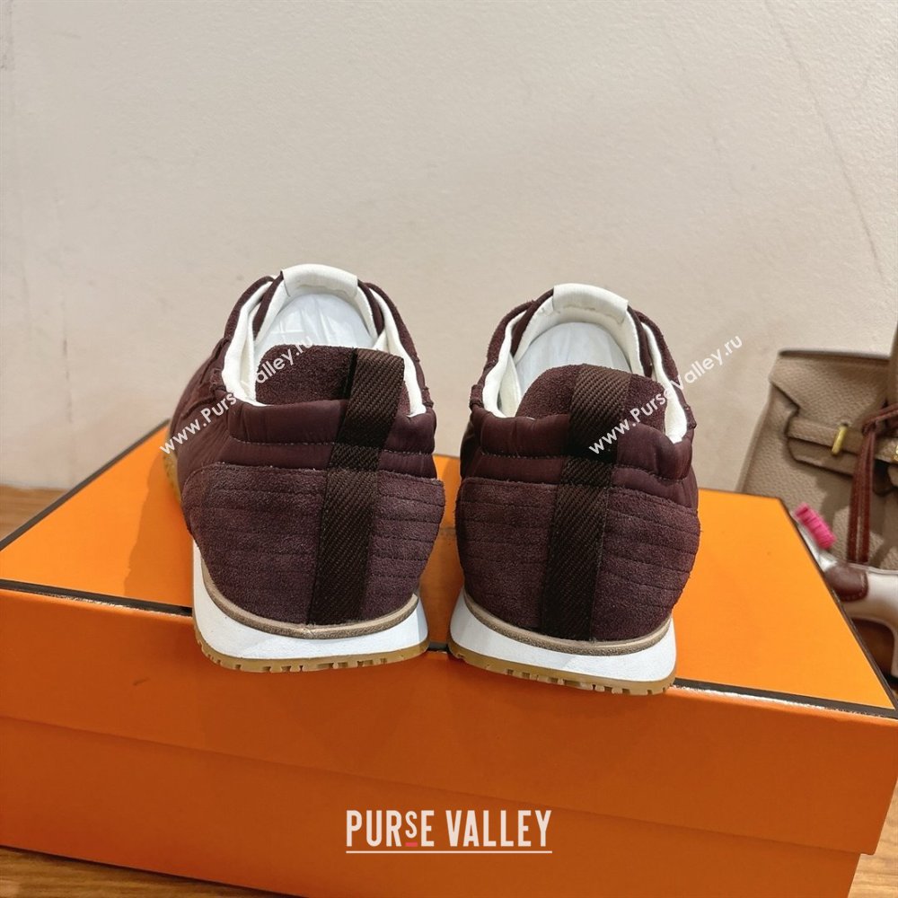 Hermes Jet Sneakers in Fabric and Suede Dark Brown 2025 1222 (MD-251222021)