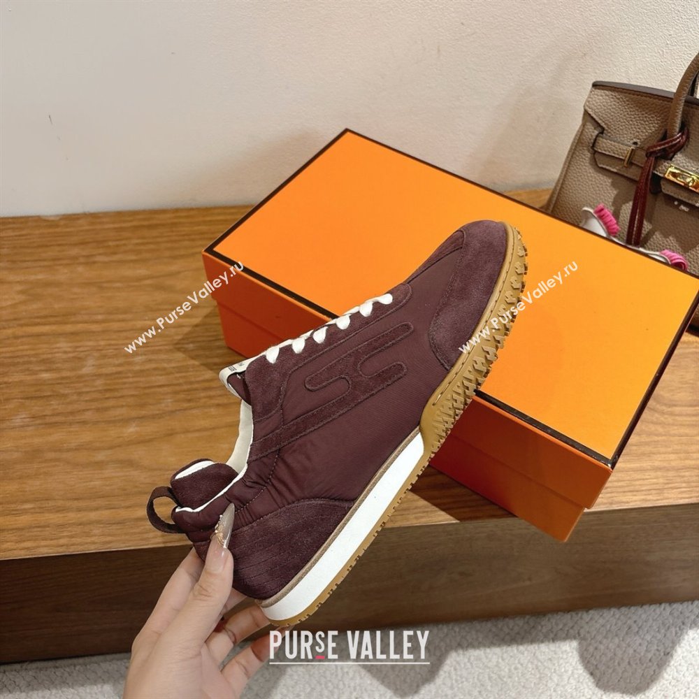 Hermes Jet Sneakers in Fabric and Suede Dark Brown 2025 1222 (MD-251222021)