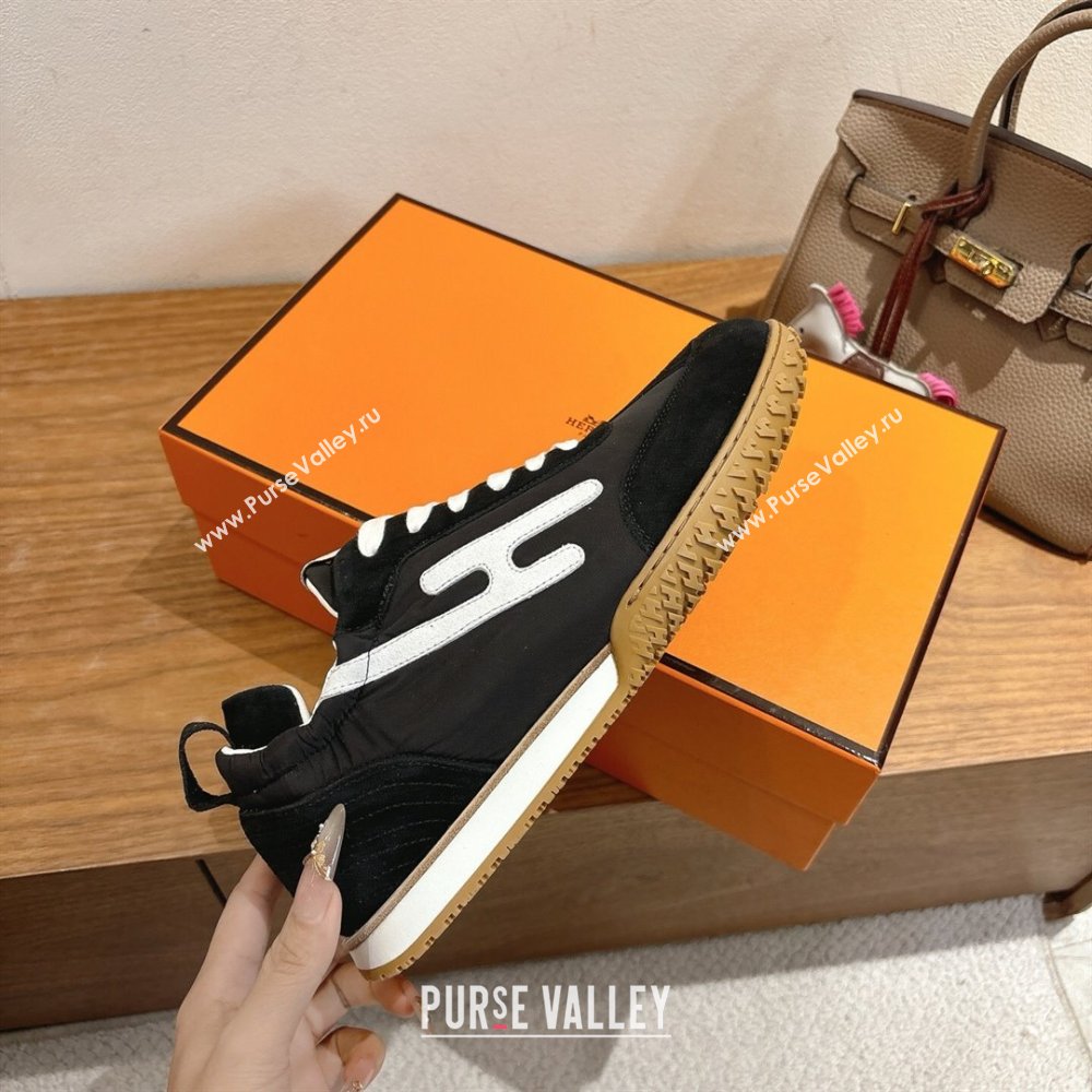 Hermes Jet Sneakers in Fabric and Suede Black/White 2025 1222 (MD-251222023)