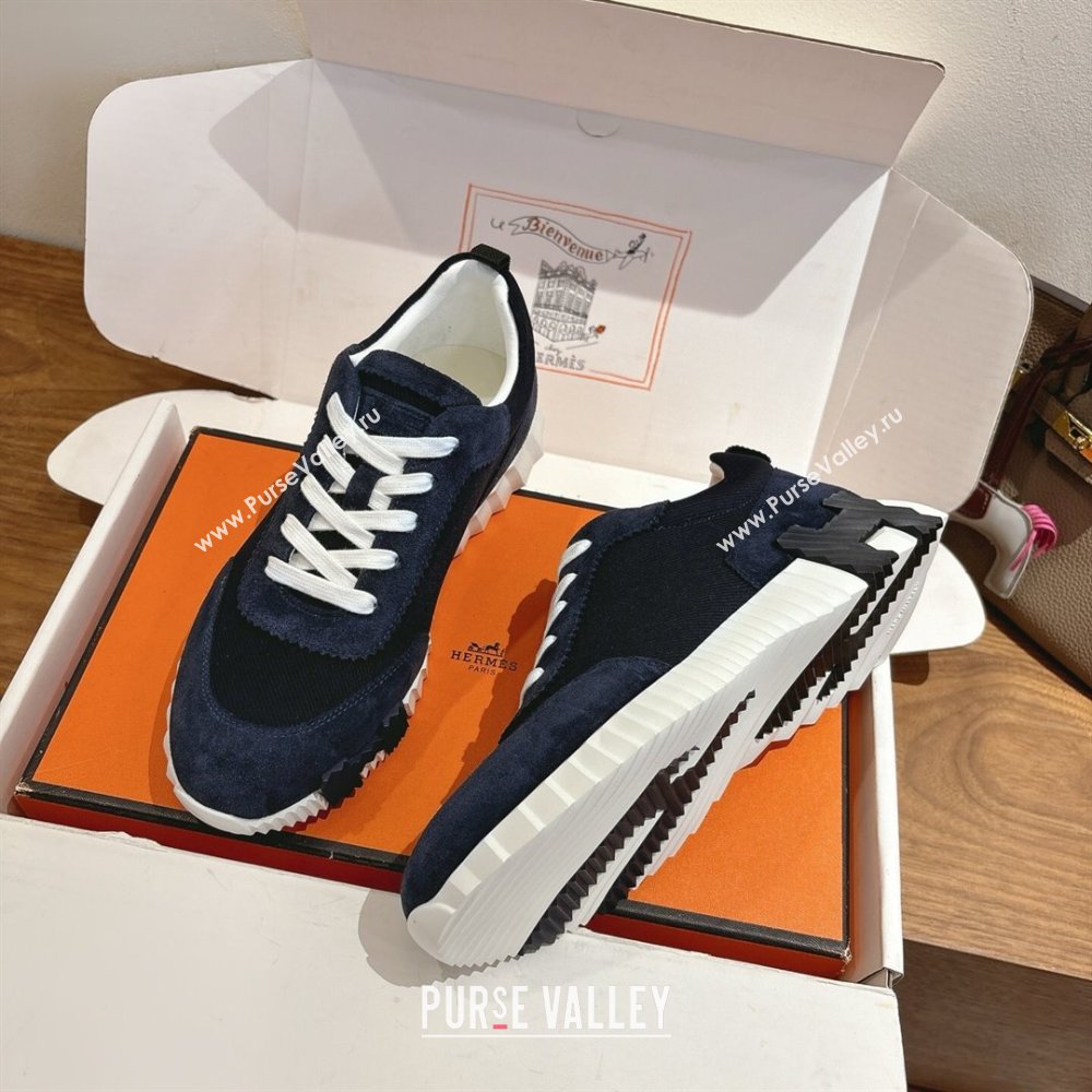 Hermes Bouncing Sneakers in Fabric and Suede Dark Blue 2025 1222 (MD-251222025)