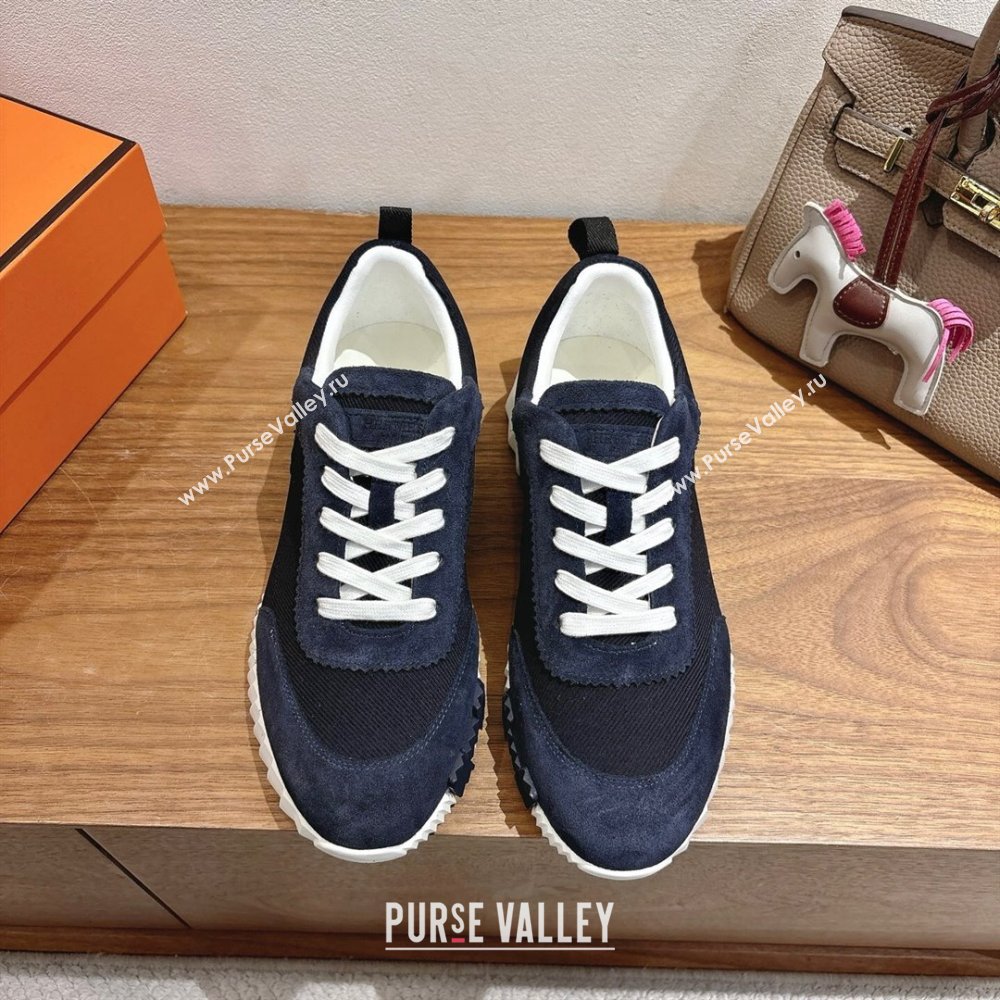 Hermes Bouncing Sneakers in Fabric and Suede Dark Blue 2025 1222 (MD-251222025)