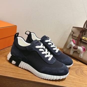 Hermes Bouncing Sneakers in Fabric and Suede Dark Blue 2025 1222 (MD-251222025)