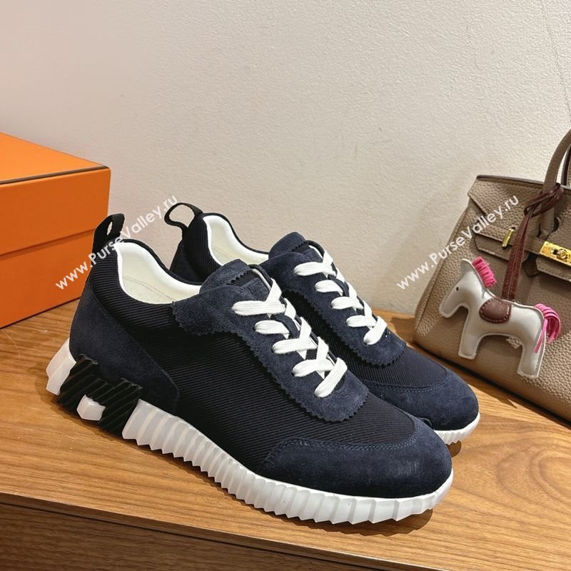 Hermes Bouncing Sneakers in Fabric and Suede Dark Blue 2025 1222 (MD-251222025)