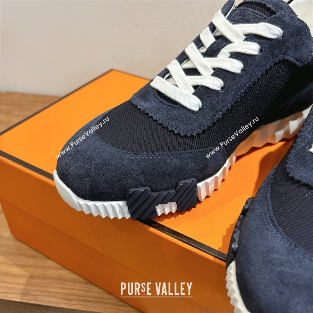 Hermes Bouncing Sneakers in Fabric and Suede Dark Blue 2025 1222 (MD-251222025)