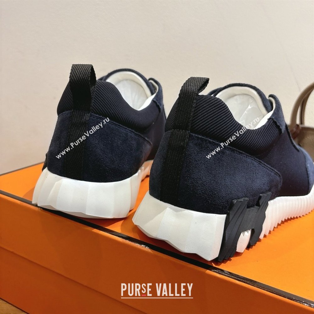 Hermes Bouncing Sneakers in Fabric and Suede Dark Blue 2025 1222 (MD-251222025)