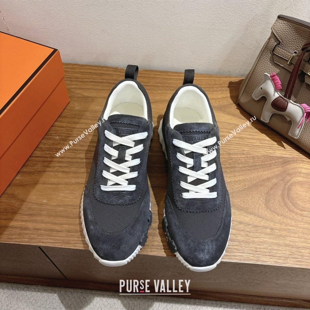 Hermes Bouncing Sneakers in Fabric and Suede Dark Grey 2025 1222 (MD-251222026)