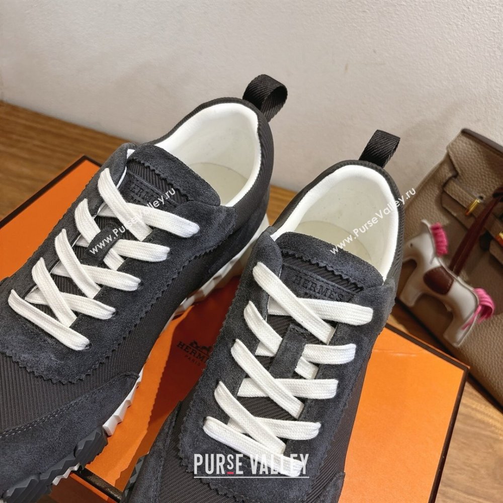 Hermes Bouncing Sneakers in Fabric and Suede Dark Grey 2025 1222 (MD-251222026)