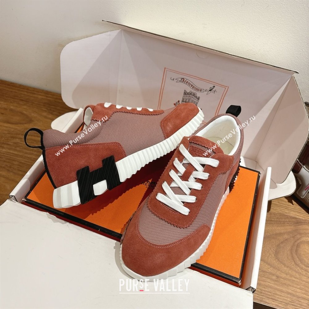 Hermes Bouncing Sneakers in Fabric and Suede Brown2 2025 1222 (MD-251222027)