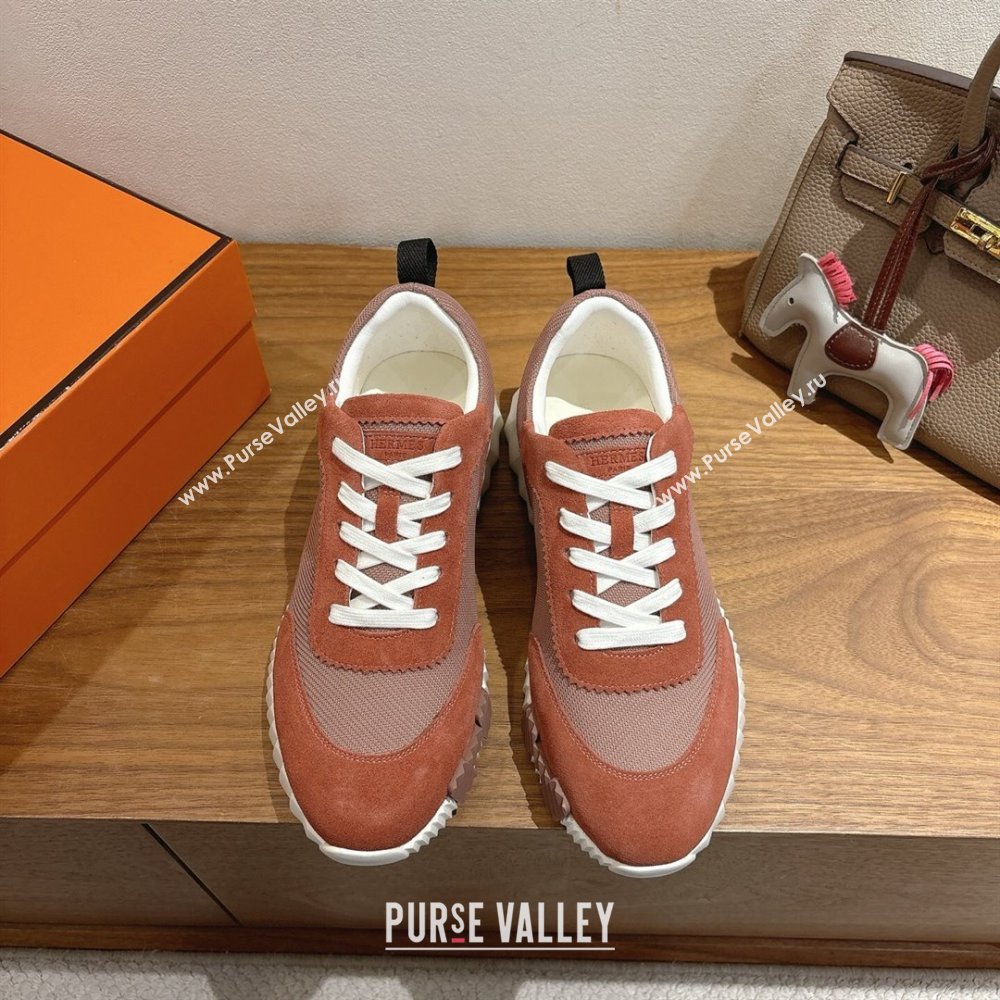 Hermes Bouncing Sneakers in Fabric and Suede Brown2 2025 1222 (MD-251222027)