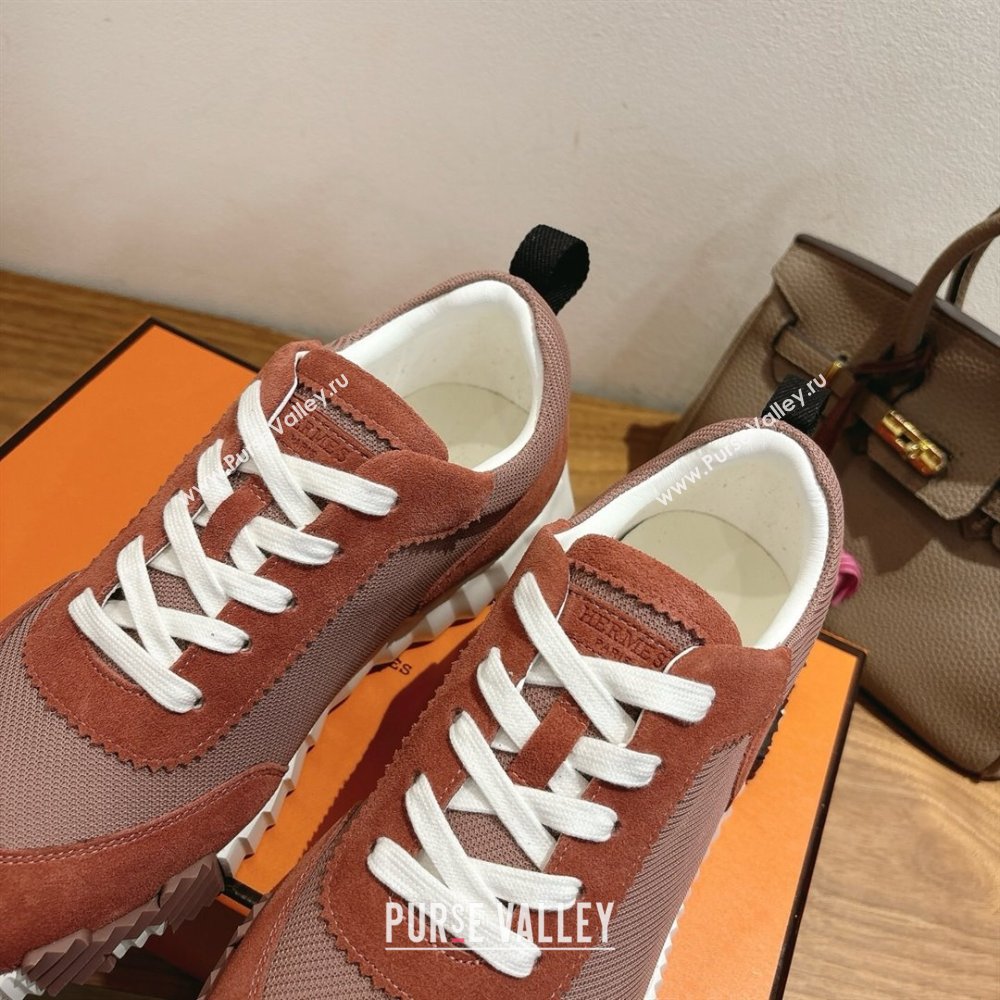Hermes Bouncing Sneakers in Fabric and Suede Brown2 2025 1222 (MD-251222027)