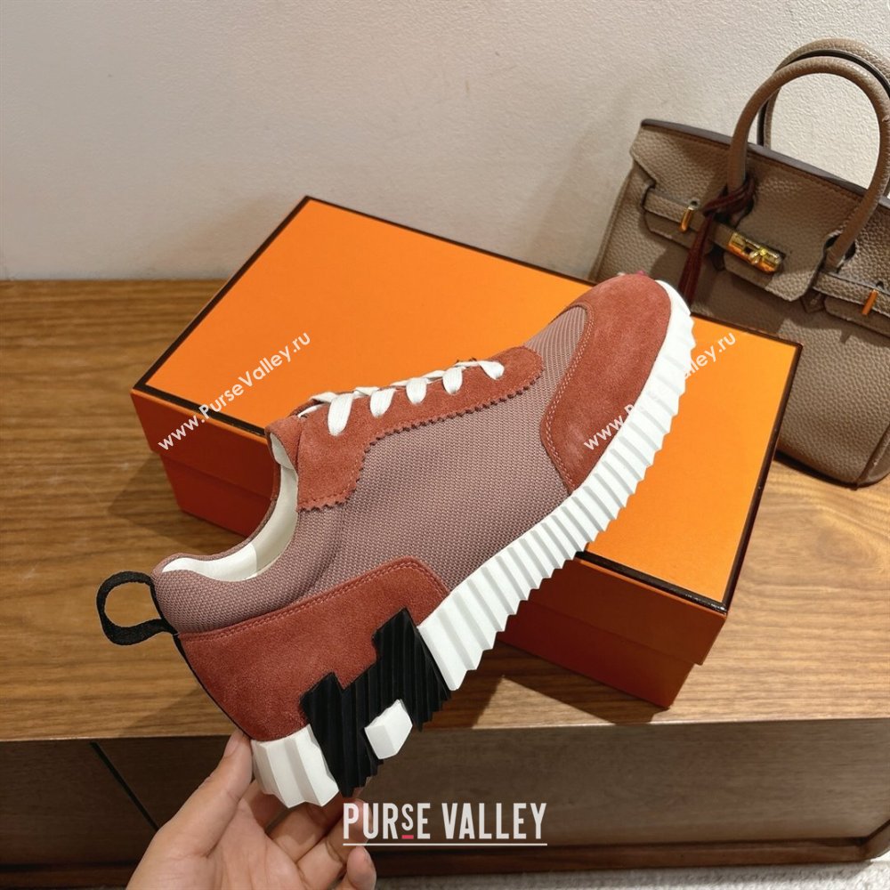 Hermes Bouncing Sneakers in Fabric and Suede Brown2 2025 1222 (MD-251222027)