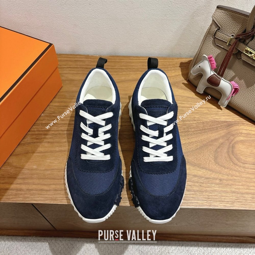 Hermes Bouncing Sneakers in Fabric and Suede Deep Blue 2025 1222 (MD-251222028)