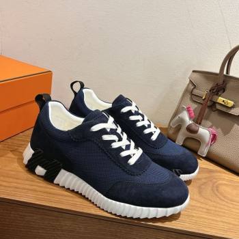 Hermes Bouncing Sneakers in Fabric and Suede Deep Blue 2025 1222 (MD-251222028)