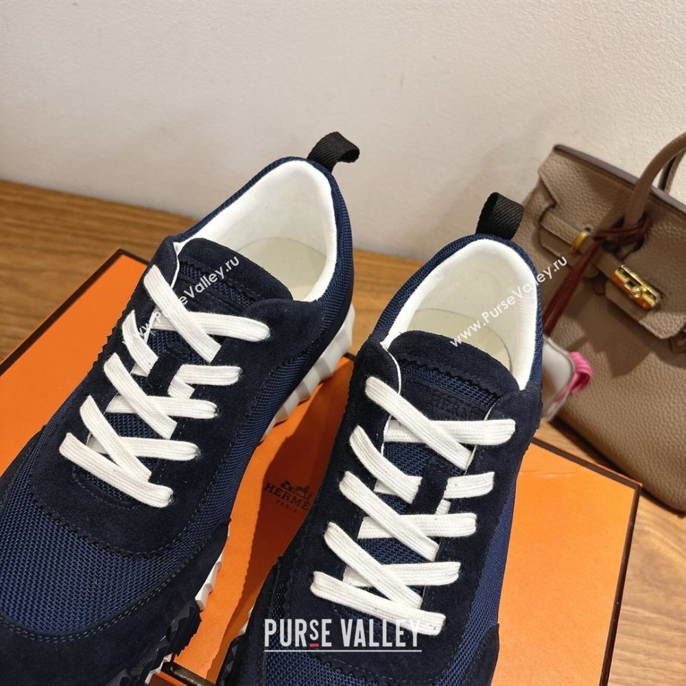 Hermes Bouncing Sneakers in Fabric and Suede Deep Blue 2025 1222 (MD-251222028)