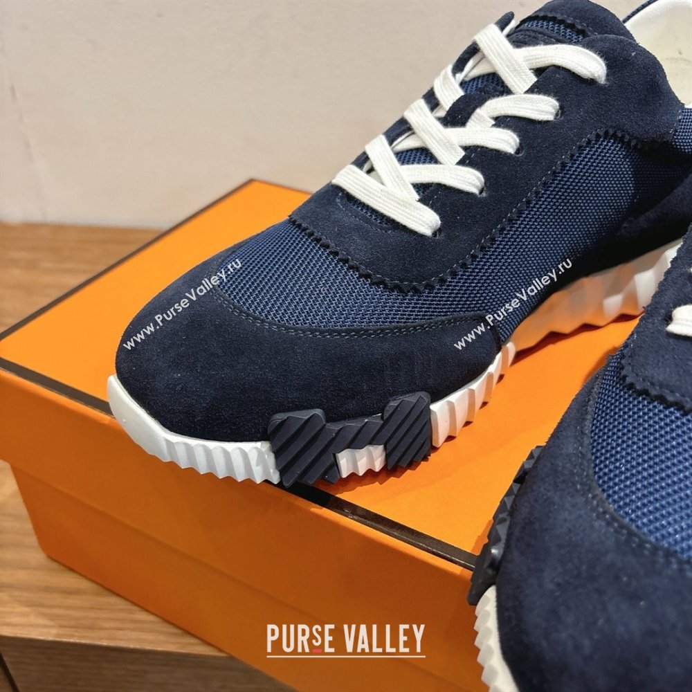 Hermes Bouncing Sneakers in Fabric and Suede Deep Blue 2025 1222 (MD-251222028)