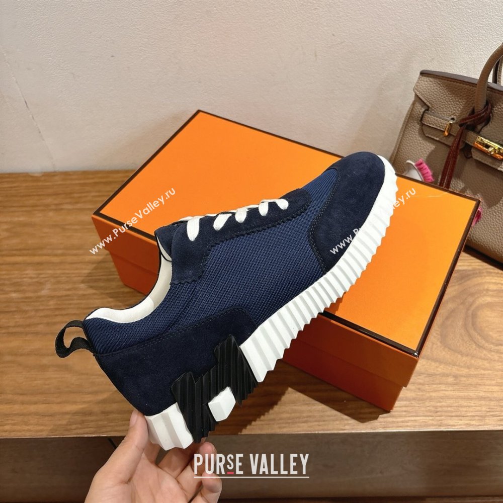 Hermes Bouncing Sneakers in Fabric and Suede Deep Blue 2025 1222 (MD-251222028)