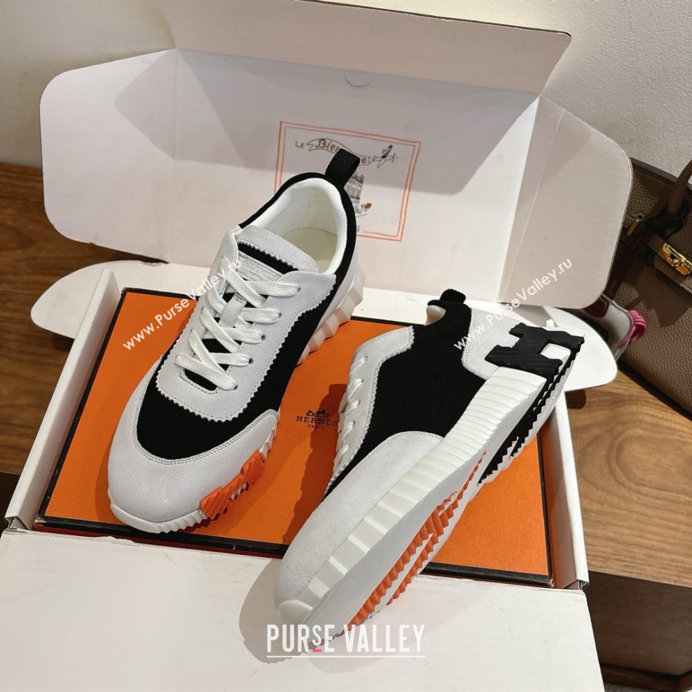 Hermes Bouncing Sneakers in Fabric and Suede Grey/Black 2025 1222 (MD-251222029)
