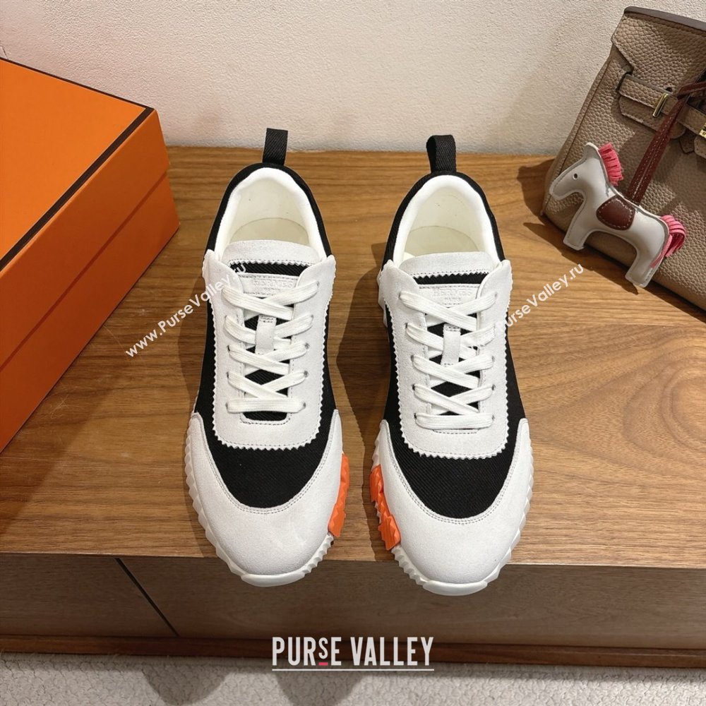 Hermes Bouncing Sneakers in Fabric and Suede Grey/Black 2025 1222 (MD-251222029)