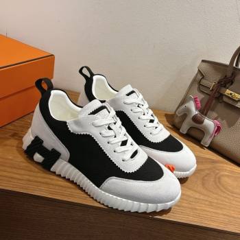 Hermes Bouncing Sneakers in Fabric and Suede Grey/Black 2025 1222 (MD-251222029)