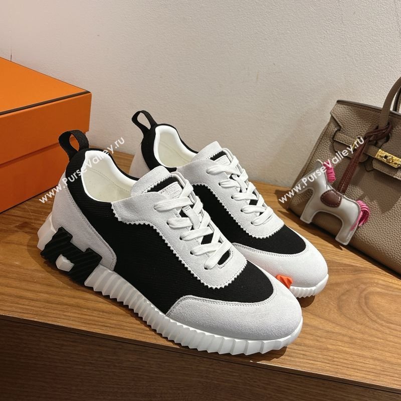 Hermes Bouncing Sneakers in Fabric and Suede Grey/Black 2025 1222 (MD-251222029)