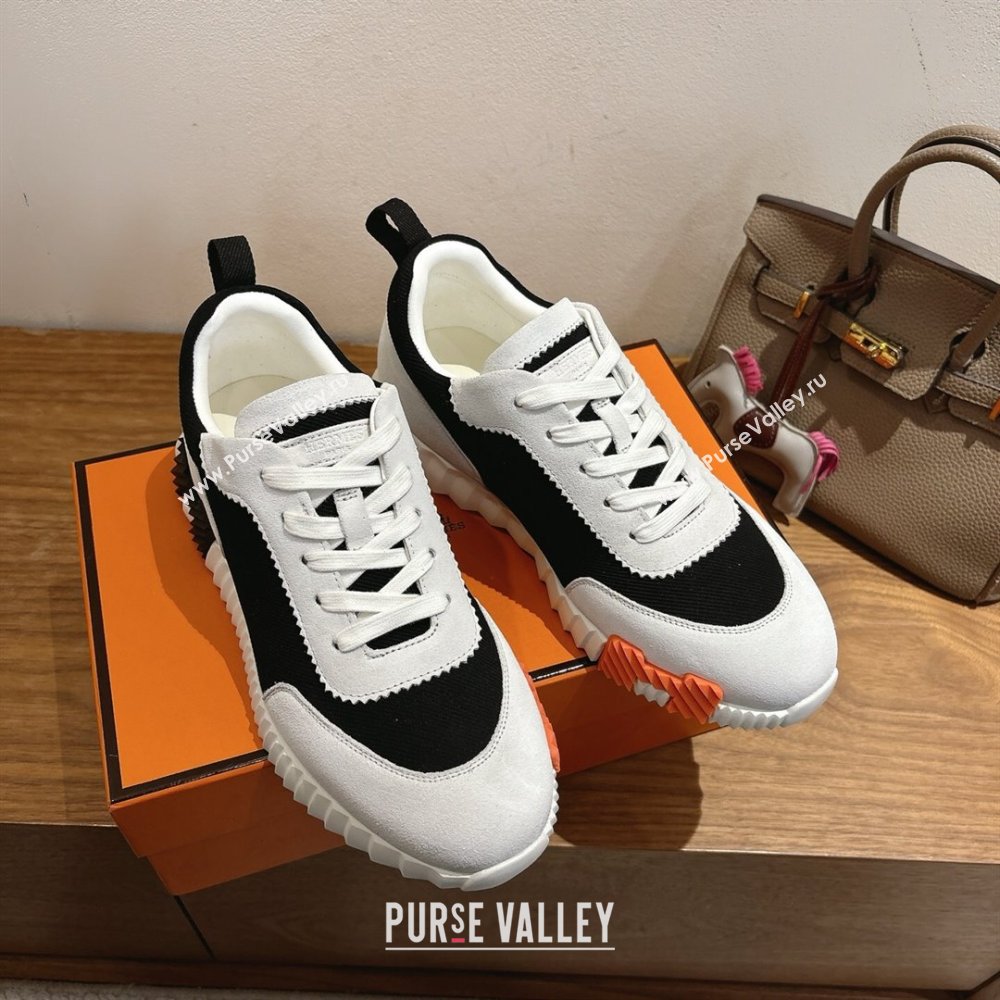 Hermes Bouncing Sneakers in Fabric and Suede Grey/Black 2025 1222 (MD-251222029)