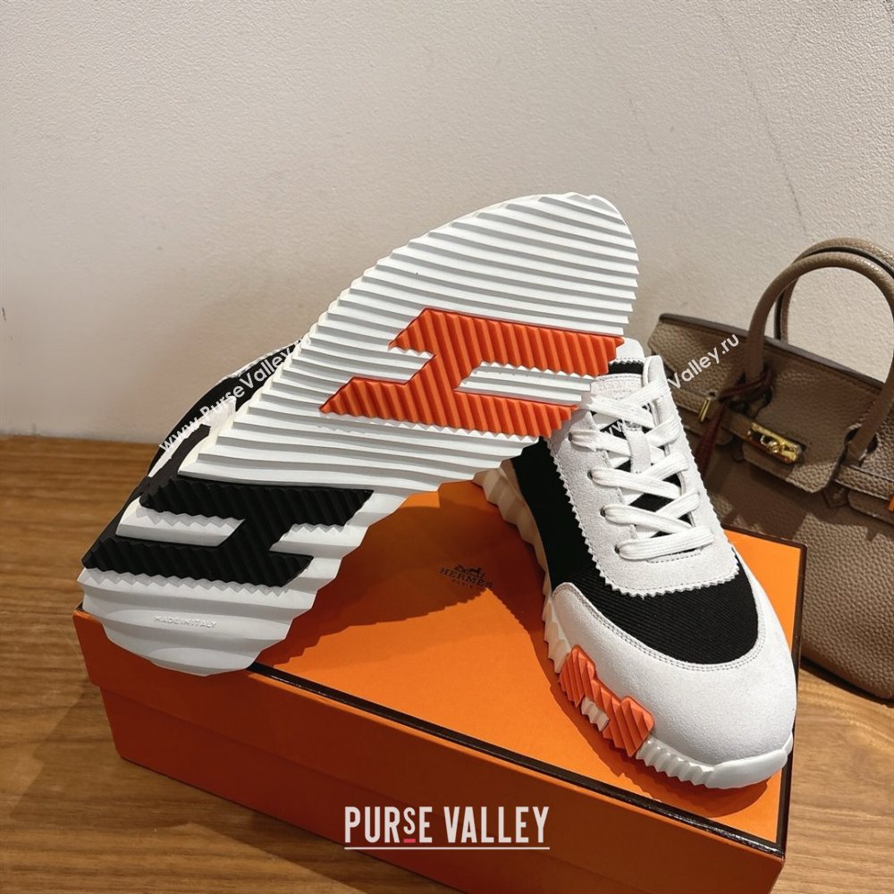 Hermes Bouncing Sneakers in Fabric and Suede Grey/Black 2025 1222 (MD-251222029)