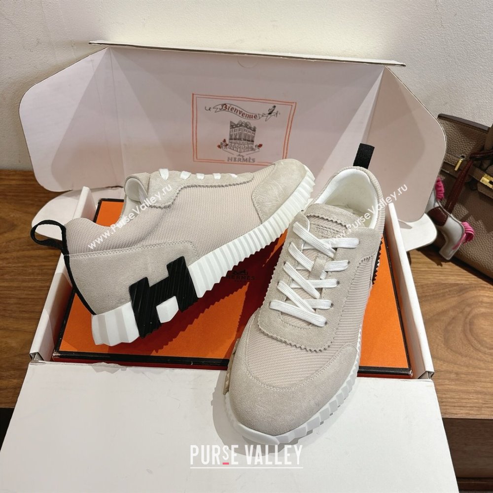 Hermes Bouncing Sneakers in Fabric and Suede Beige Grey 2025 1222 (MD-251222030)