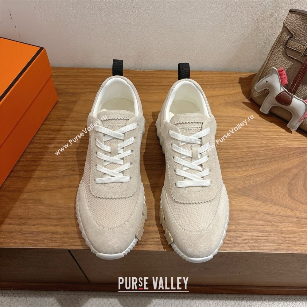 Hermes Bouncing Sneakers in Fabric and Suede Beige Grey 2025 1222 (MD-251222030)