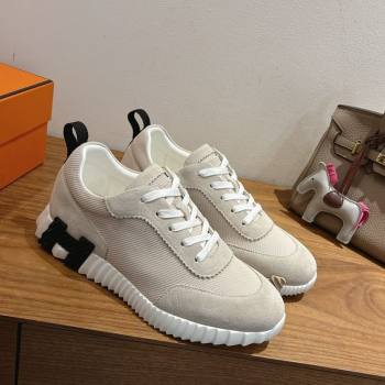Hermes Bouncing Sneakers in Fabric and Suede Beige Grey 2025 1222 (MD-251222030)