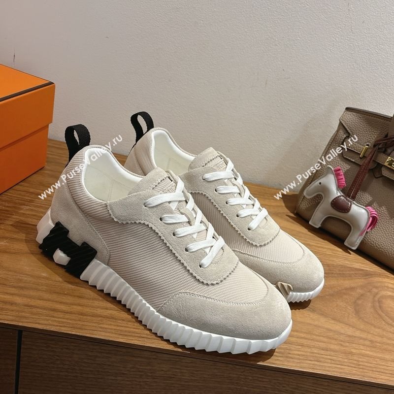 Hermes Bouncing Sneakers in Fabric and Suede Beige Grey 2025 1222 (MD-251222030)