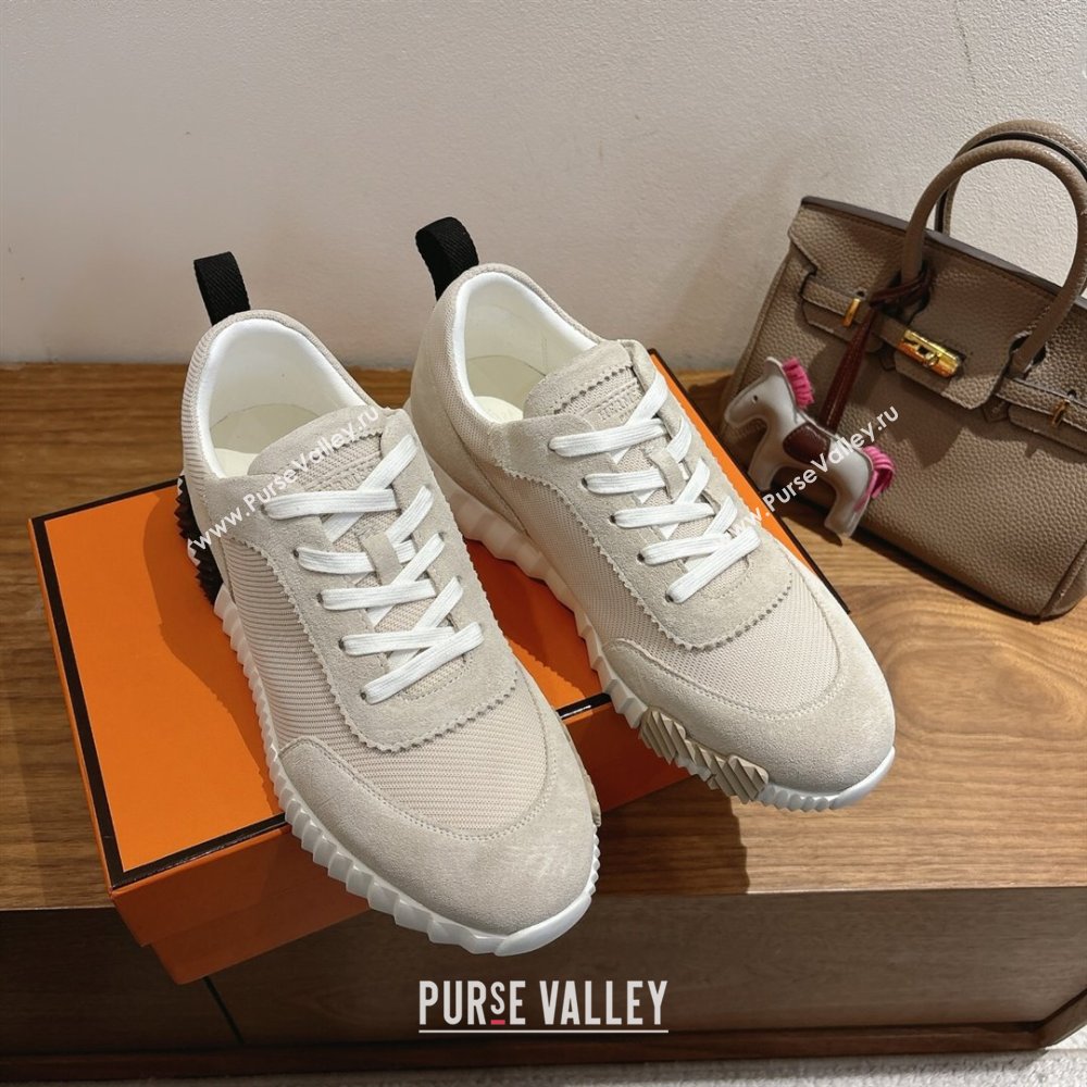 Hermes Bouncing Sneakers in Fabric and Suede Beige Grey 2025 1222 (MD-251222030)
