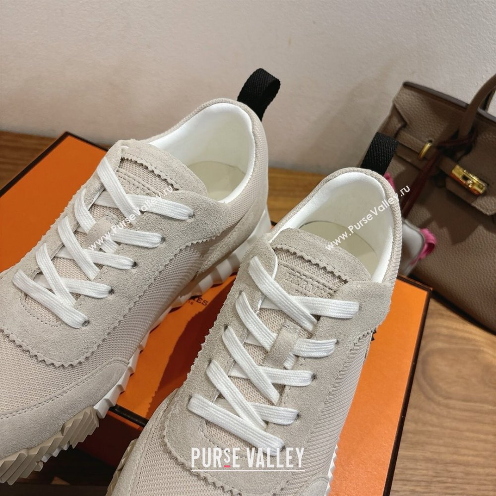 Hermes Bouncing Sneakers in Fabric and Suede Beige Grey 2025 1222 (MD-251222030)