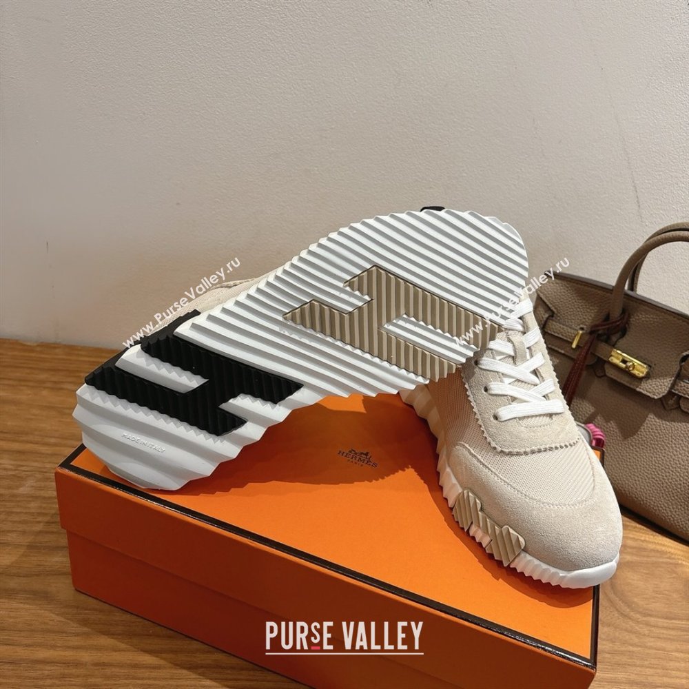 Hermes Bouncing Sneakers in Fabric and Suede Beige Grey 2025 1222 (MD-251222030)