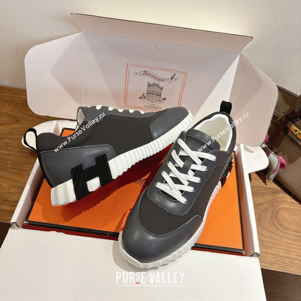 Hermes Bouncing Sneakers in Fabric and Leather Dark Grey 2025 1222 (MD-251222037)