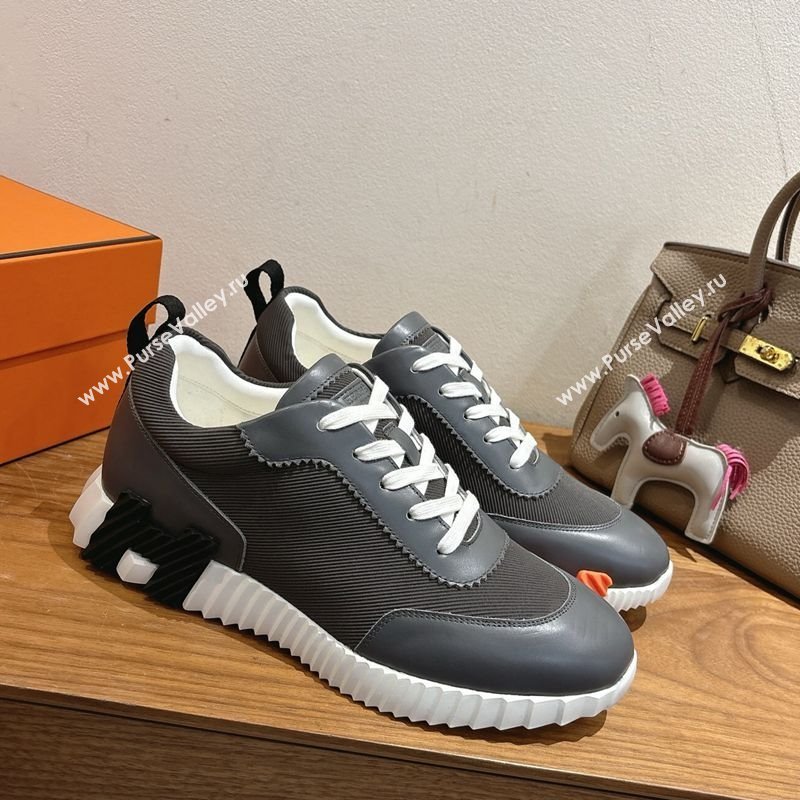 Hermes Bouncing Sneakers in Fabric and Leather Dark Grey 2025 1222 (MD-251222037)