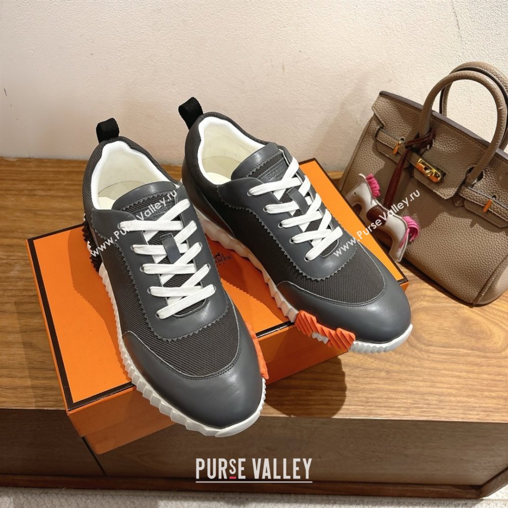 Hermes Bouncing Sneakers in Fabric and Leather Dark Grey 2025 1222 (MD-251222037)